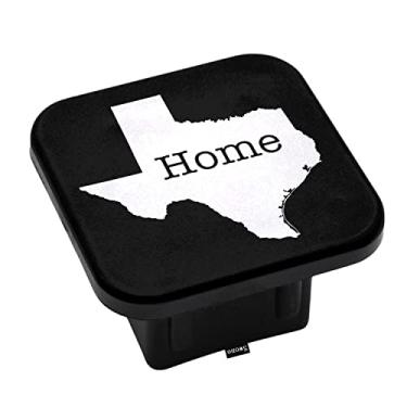 Imagem de Swono Capa de engate de trilha do estado do Texas, mapa branco do Texas com texto para casa, preto, tampa de tubo de reboque de 5 cm, inserção de bola de engate resistente compatível com caminhões, caminhões e carros