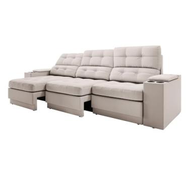 Imagem de Sofá com Usb Retrátil e Reclinável Eureka 2,30m Areia