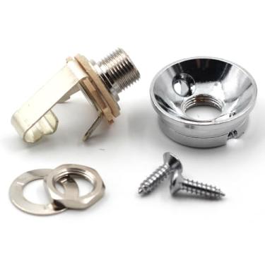 Imagem de Placa de tomada Electrosocket para Telecasters - Acabamento cromado polido + Macaco Mono Switchcraft J11