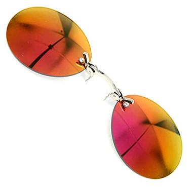 Imagem de Óculos de sol retrô redondos com clipe no nariz Matrix Morpheus filme sem aro masculino, Vermelho, Normal Size