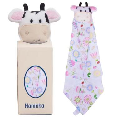 Imagem de Naninha para Bebê de bichinho de pelúcia com prendedor de chupeta (Vaquinha)