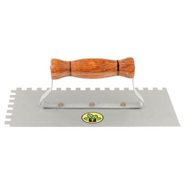 Imagem de Desempenadeira Metálica Base Lisa Tramontina Com Dentes Com Cabo Madeira Tramontina