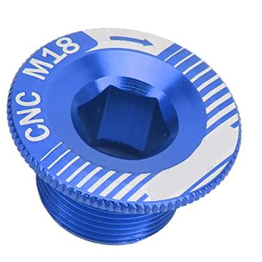 Imagem de VGEBY Parafusos de manivela de bicicleta, M18 parafuso de fixação de manivela de bicicleta de liga de alumínio parafuso de braço de manivela de bicicleta resistente ao desgaste (capa de manivela M18 azul)