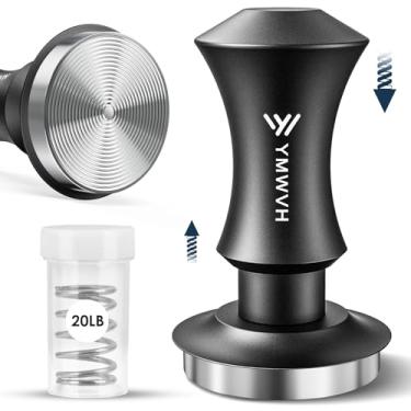 Imagem de Tamper de café expresso de 51,5 mm, calcadeira de café expresso calibrada de 13,6 kg com uma mola intercambiável de 9 kg, ferramenta de calcadeira barista com calcadeira de solo 100% de aço inoxidável