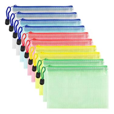 Imagem de AUSTARK 10Pcs Zipper File Bags, Zipper Pouch, PVC Document Bag Zipper Folders Document Pouch Receipts Organizer for Office School Home Travel (B6 Size 7.6 x 5.3 Inches, Multicolor)