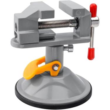 Imagem de Mini torno de bancada giratório de 360 graus com base de ventosa, força de aperto ajustável Bestgle Torno de prensa de perfuração para entalhar joias, artesanato em madeira DIY e marcenaria