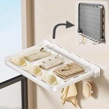 Imagem de Quincry Prateleira dobrável de parede para banheiro, prateleira dobrável moderna de alumínio com 6 prateleiras, 40 cm C x 30 cm L x 10 cm A, montada na parede, para banheiro, cozinha, trailer,