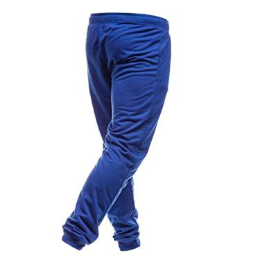 Imagem de Calça masculina de outono de cor sólida, casual, cropped, amarrada, esportiva, solta, toda macia, calça masculina, Azul, M