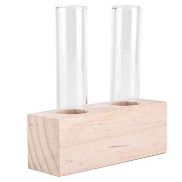 Imagem de Vaso de Vidro Transparente de Estilo Moderno, Display Exclusivo de Rack de Madeira Vaso Bonito e Elegante para Plantas de Baixa Manutenção Vaso de Vidro de Decoração de Casa Com