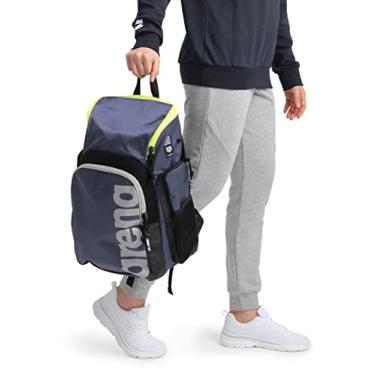 Imagem de arena Mochila Spiky Iii 35 Unissex Para Viagem Esportiva E Academia Para Homens E Mulheres, Bolsa De Equipamentos De Treinamento Para Nadadores, 35 Litros, Azul Marinho/Amarelo Neon