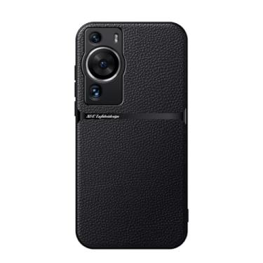 Imagem de Kepuch Capa para Huawei P60 Pro - Litchi Grano Case Placa de Metal Embutida - Preto