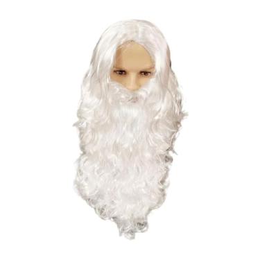 Imagem de YIJU Peruca de Papai Noel, Barba, Cabelo Encaracolado, Peruca de Natal, Fantasia de Natal, Cosplay para Carnavais, Fantasias, Performance de Palco, Festa