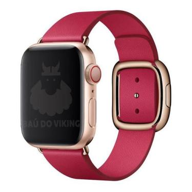Imagem de Pulseira Couro Fecho Moderno Compatível com Apple Watch - Baú do Vikin