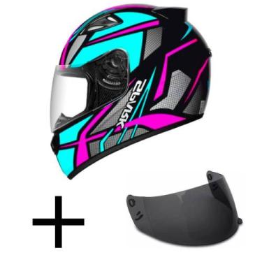 Imagem de Capacete Ebf New Spark Spider Preto Tiffany e Rosa Mais Viseira Fumê, 