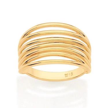 Imagem de Anel banhado ouro 3x 24k 18k e 22k feminino rommanel grande maxi de fi