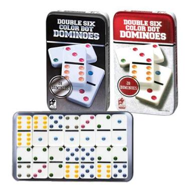 Imagem de Dominó De Osso Profissional Colorido Jogo Estojo 28 Peças - UnyHome