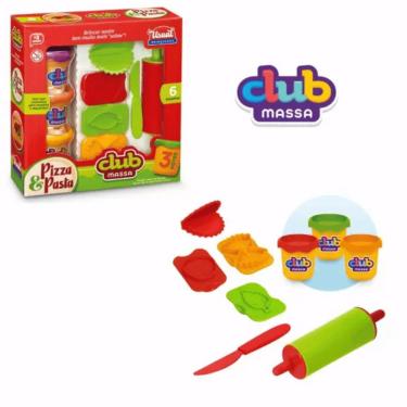 Imagem de Club Massa De Modelar Pizza E Pasta Kit 3 Potes E Rolo Usual Brinquedos