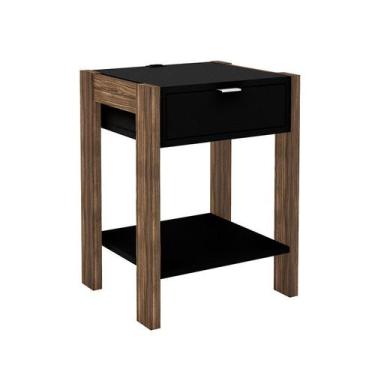 Imagem de Mesa de Cabeceira 41x54,5x35,5 cm Preto/Nogal Tecnomobili