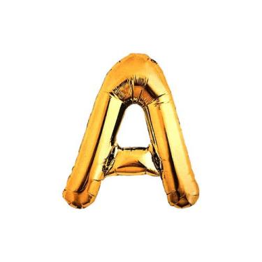 Imagem de Balão Metalizado Dourado Letra Decoração Festa 55 cm  - Alia, Letra A