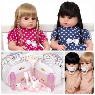 Imagem de Kit Bebe Reborn Baby Gêmeas Princesas Com Lindos Acessórios - Cegonha 