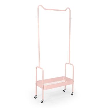 Imagem de Arara De Roupas Multiuso Com Sapateira E Rodízios Em Ferro - Rosa