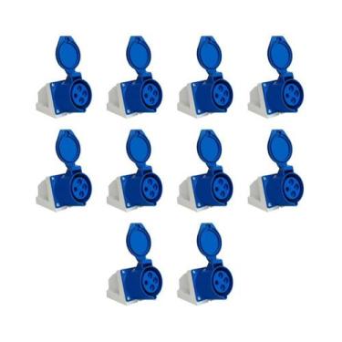 Imagem de 10 Pc Tomada Sobrepor Azul 3p+t 32a 9h 220v N4209 - 000021