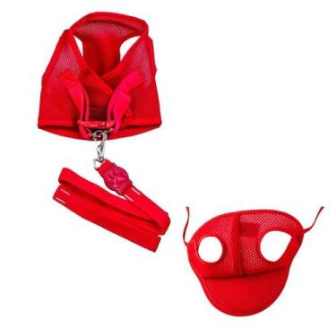 Imagem de Kit Boné E Colete Peitoral Aerado Com Guia Vermelho P - Nicapet