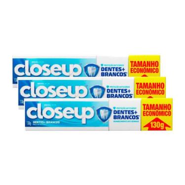 Imagem de Kit 3 Creme Dental Closeup Dentes + Brancos Menta Refrescante 130g - C