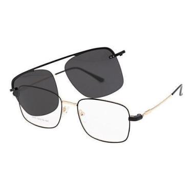 Imagem de Armação Óculos Grau Masculino Clipon 2 Em 1 Harley Preto - Shark Óculo