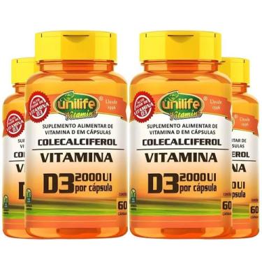 Imagem de KIT C/4 Un. Suplemento Vitamina D3 2000 Ui Colecalciferol 470mg 60 Cap