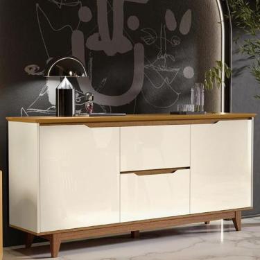 Imagem de Aparador Buffet Flow 2 portas 2 Gavetas Pés Madeira Maciça - EJ Móveis