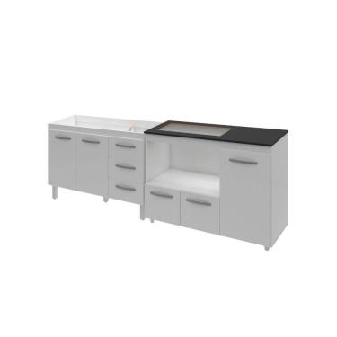 Imagem de Kit Balcão Para Pia 118 Cm Bianca Branco Com Balcão Para Cooktop 5 Bocas Ana Branco