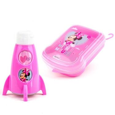Imagem de Kit Infantil Garrafa Foguete E Sanduicheira Hora do Lanche Minnie - Pl