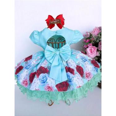 Imagem de Vestido Infantil Menina Bonita Bebê Florido Verde - Princesa , P