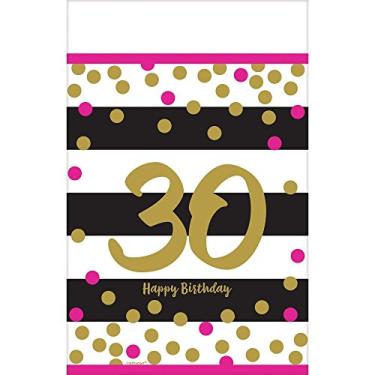 Imagem de Amscan Party Supplies Pink & Gold Milestone 30 Plastic Table cover, 54" x 102", Multi Color