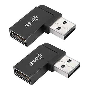 Imagem de QIANRENON Adaptador USB 3.1 com ângulo de 90°, 10 Gbps USB 3.1 macho para fêmea, conector de ângulo reto USB A 3.1 acoplador conversor de ângulo L, suporta transferência de dados OTG 3A carregamento,