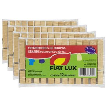 Imagem de Kit 4 Prendedor De Roupa Fiat Lux Madeira Com 12un Cada