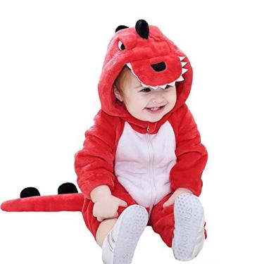 Imagem de Fantasia infantil unissex de animais para bebês, macacão de Halloween, Dinossauro vermelho, 3-6 Months/Height 24"-26"