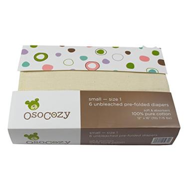Imagem de OsoCozy Fraldas de tecido pré-dobrável sem alvejante – Pacote com 6, Infant - Size 1 (7-15 Pound)