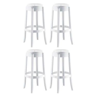 Imagem de Conjunto com 4 Banquetasde Plástico Shine Branco - UZ Utilidades