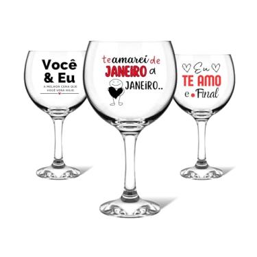 Imagem de 1 Taça Vidro Gin 630ml Drinks Personalizada Presente Dia Dos Namorados Casal Amor Romance Lembrancinha Aniversário Casamento Decorada (Te Amarei de Janeiro a Janeiro)