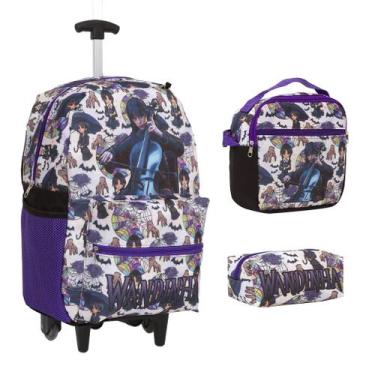 Imagem de Kit Mochila Infantil Menina Wandinha Com Rodinhas Lançamento - Toys 2U