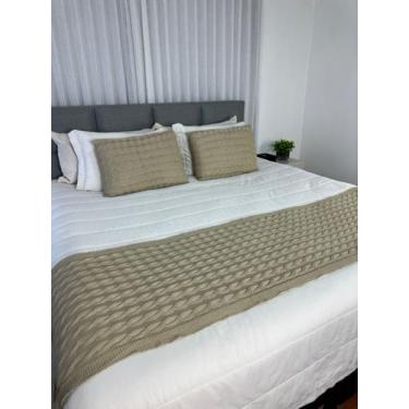 Imagem de Peseira Manta Trança Sala Cama Queen Sofa Tricot 230x60cm - Calu Trico