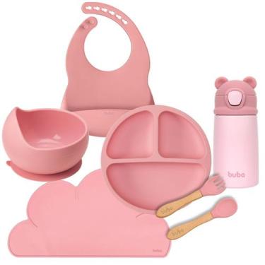 Imagem de Kit Alimentação Bebê Babador, Bowl, Talheres, Pratinho, Jogo Americano