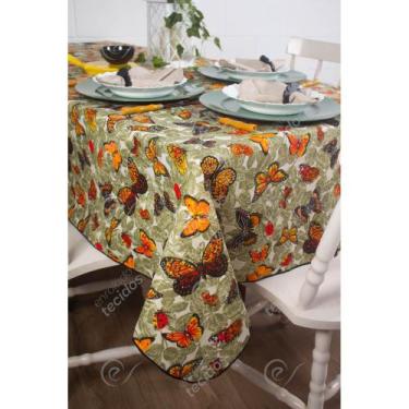Imagem de Toalha de Mesa em Gorgurinho Borboletas Verde, 1,50 x 3,20