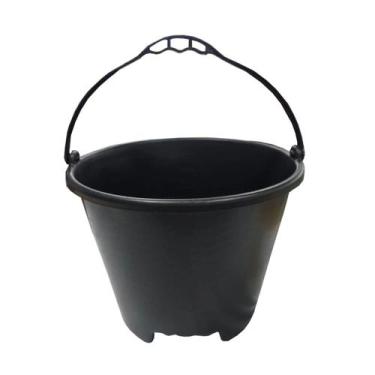 Imagem de Kit 6 Balde Plástico Preto 12L C/ Pegador no Fundo -Brasipla