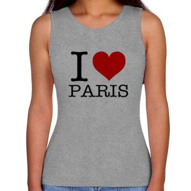 Imagem de Regata Feminina I love Paris - Foca na Moda, Cinza, P