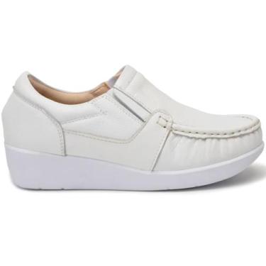 Imagem de Mocassim Feminino Ortopédico Branco Enfermagem Confortável - Ultra FLe
