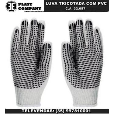 Imagem de Luva tricotada com pvc - Plastcor, Branco, Único