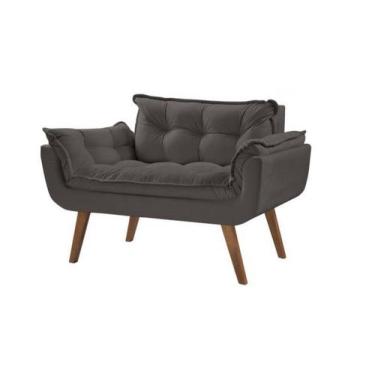 Imagem de Poltrona Opalla Namoradeira Cinza Grafite Em Fibra Sued Pés Paito - Ce